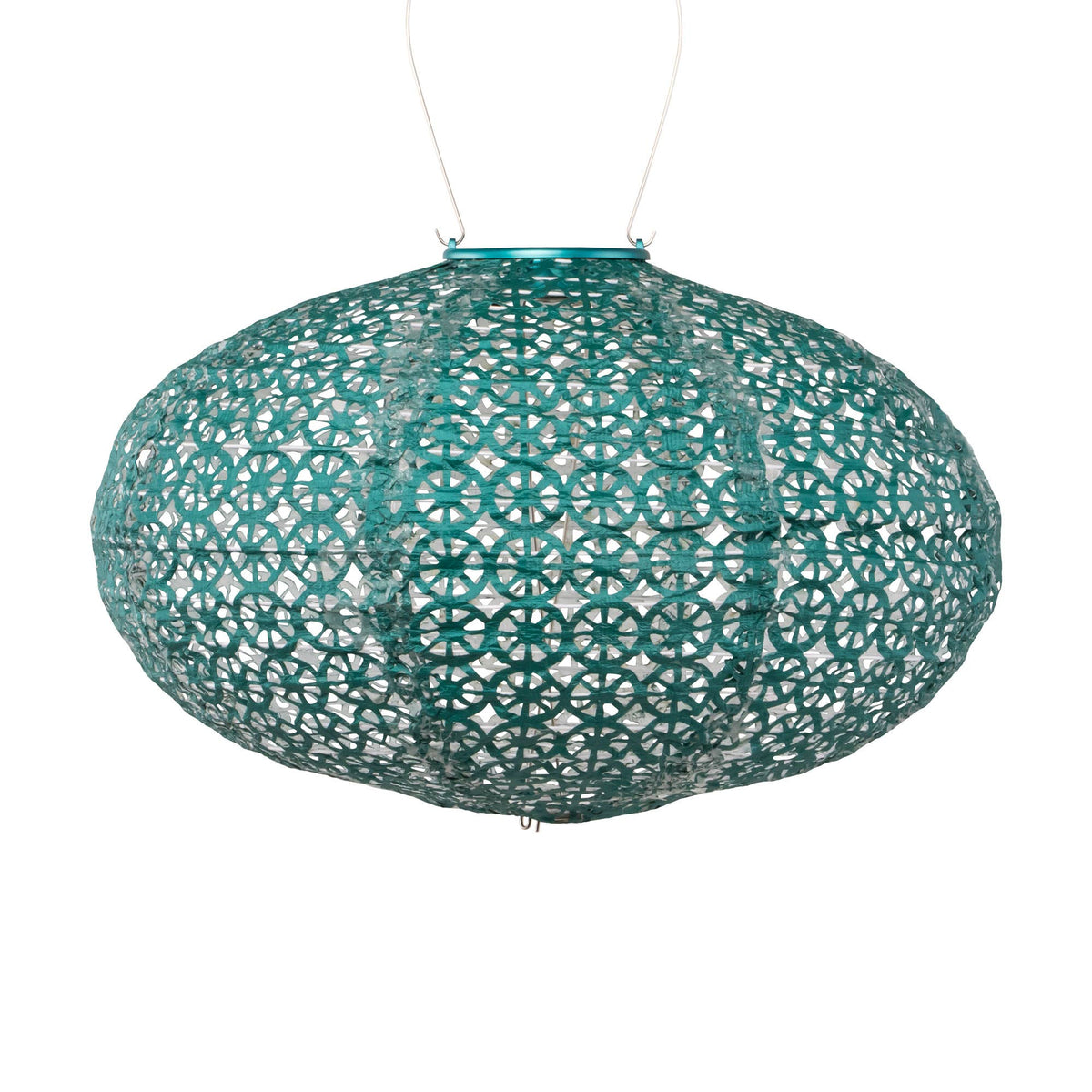 Stella Oval Wagon Wheel Solar Lantern - Met Emerald