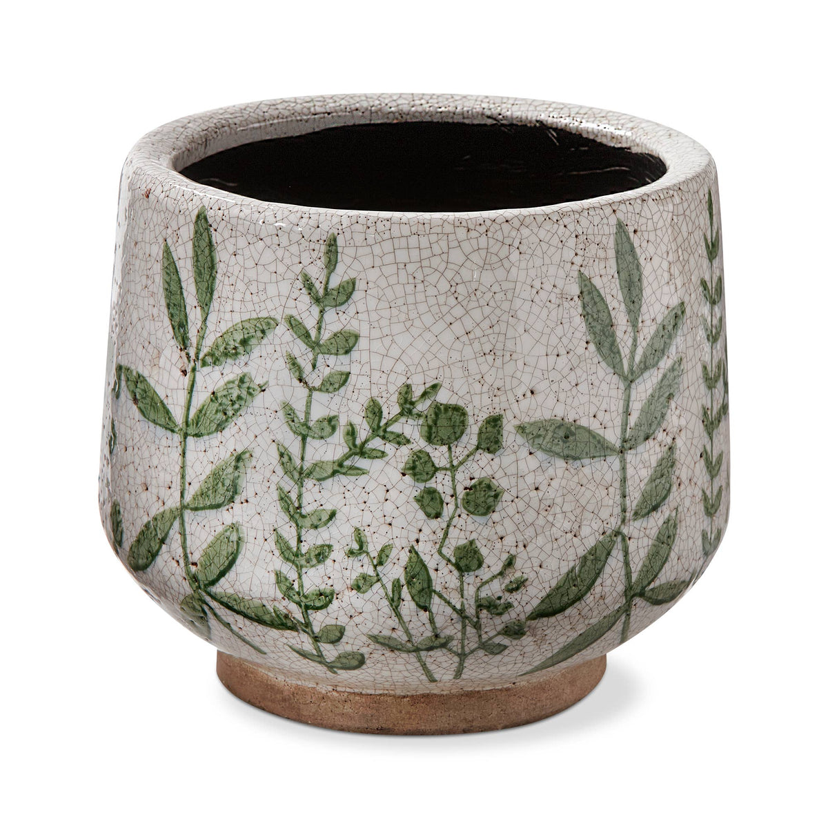 Foliage Footed Planter Large Green Multi Terracotta Summer