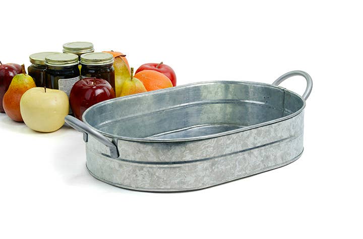 Tin oval galvanized tub with tall handles