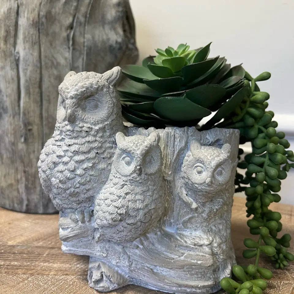 CEMENT OWL PLANTER
