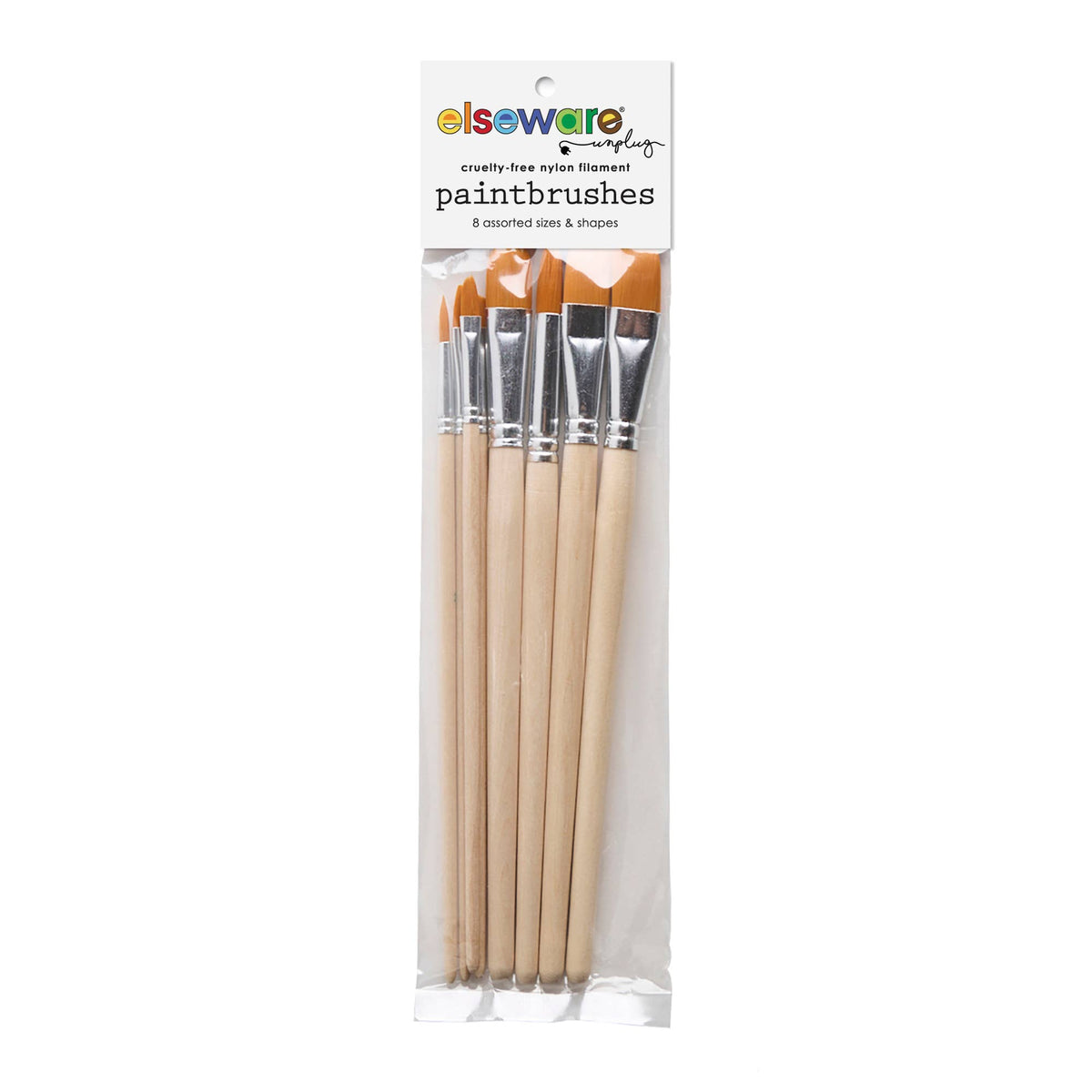 Paintbrush Set - Nylon Filament in Clear Bag - 8 Assorted