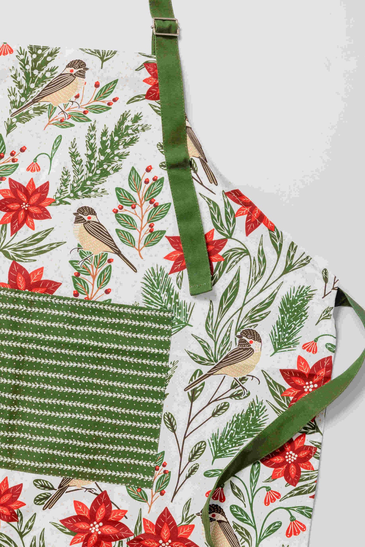 Poinsettias & Pines Apron - Holiday Cooking Apron