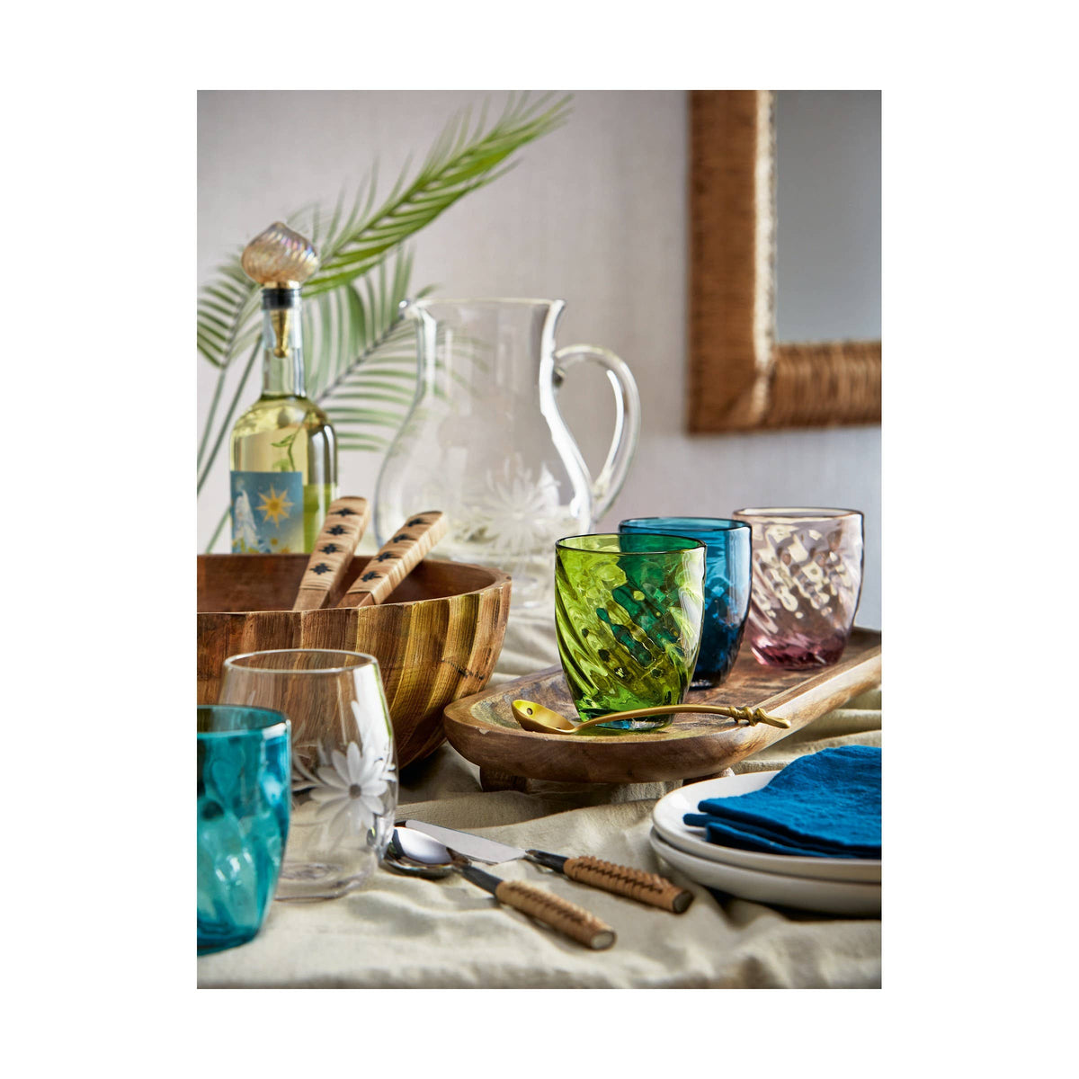 Fleur Etched Glass Pitcher - Clear
