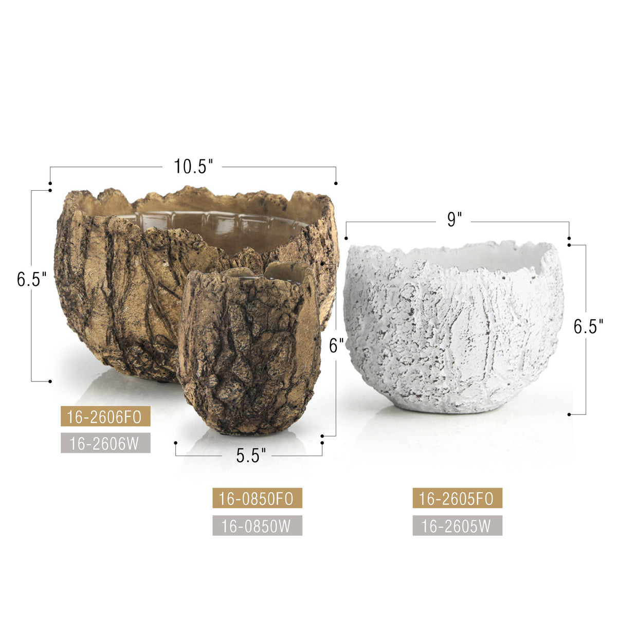 10.5" Top | Ceramic Fossil Planter