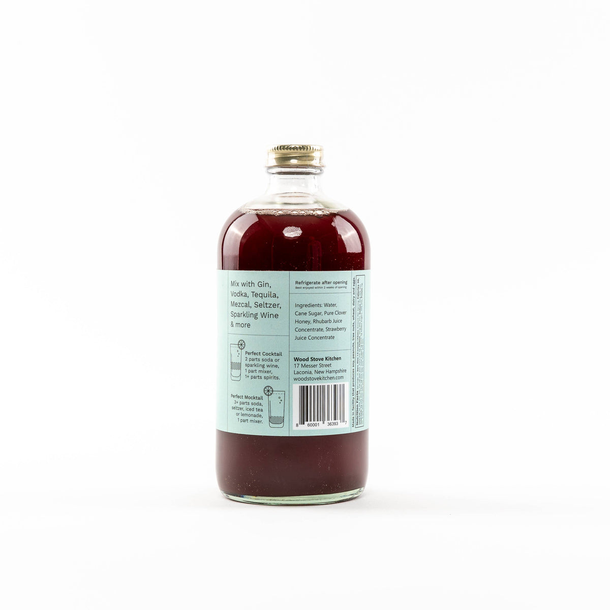 Strawberry & Rhubarb Cocktail and Mocktail Mixer, 16 fl oz