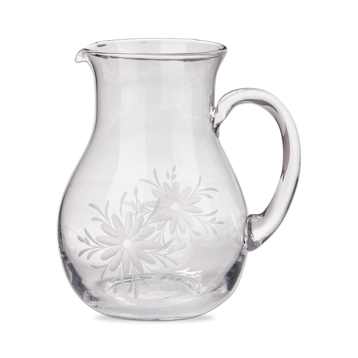 Fleur Etched Glass Pitcher - Clear