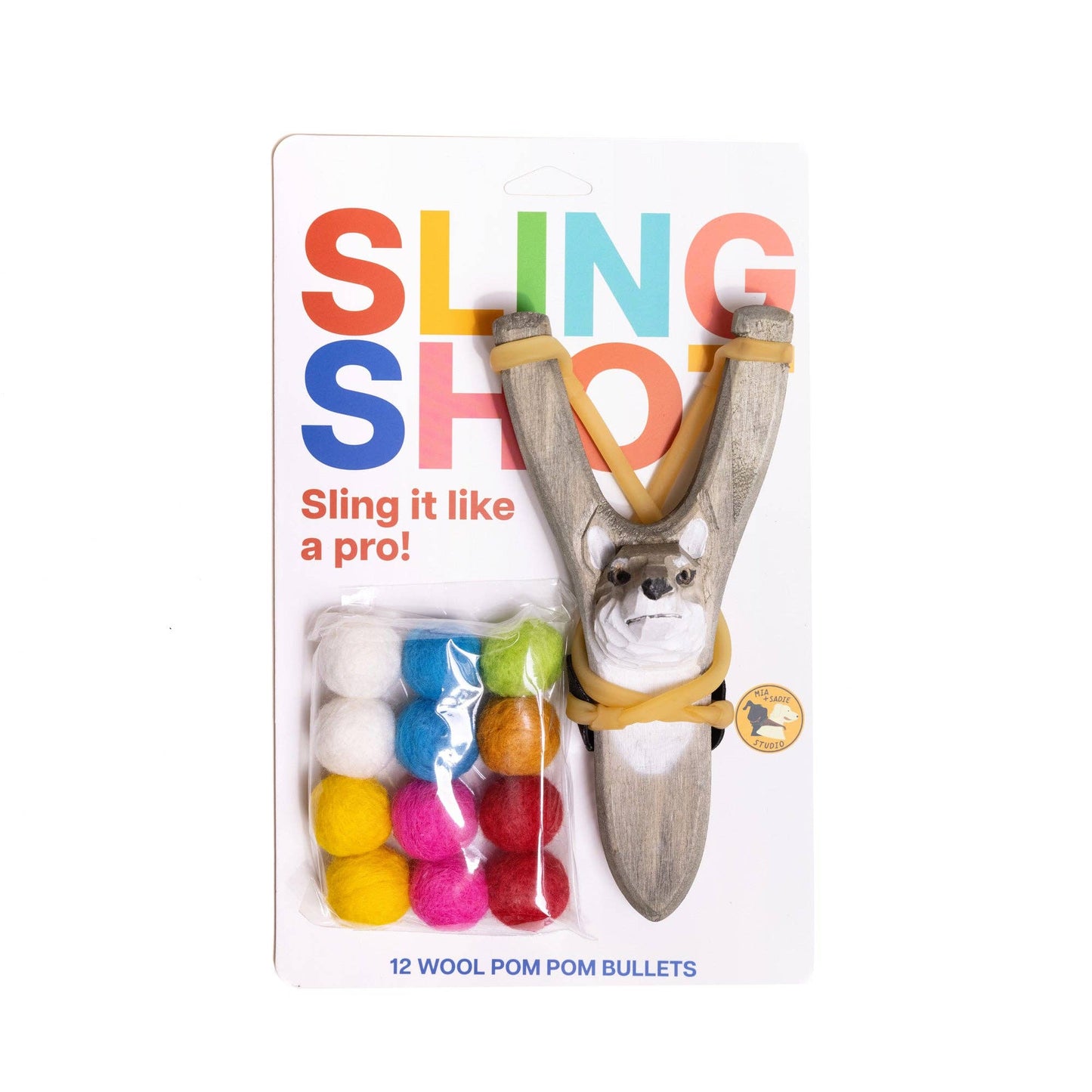 Wooden Slingshots - Bear, Wolf & Eagle with Felted Pellets