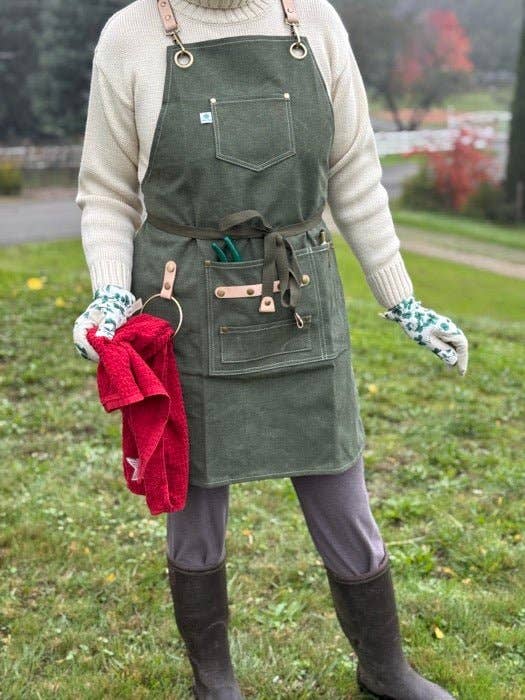 Gardening Apron - Waxed Canvas Apron with Pockets