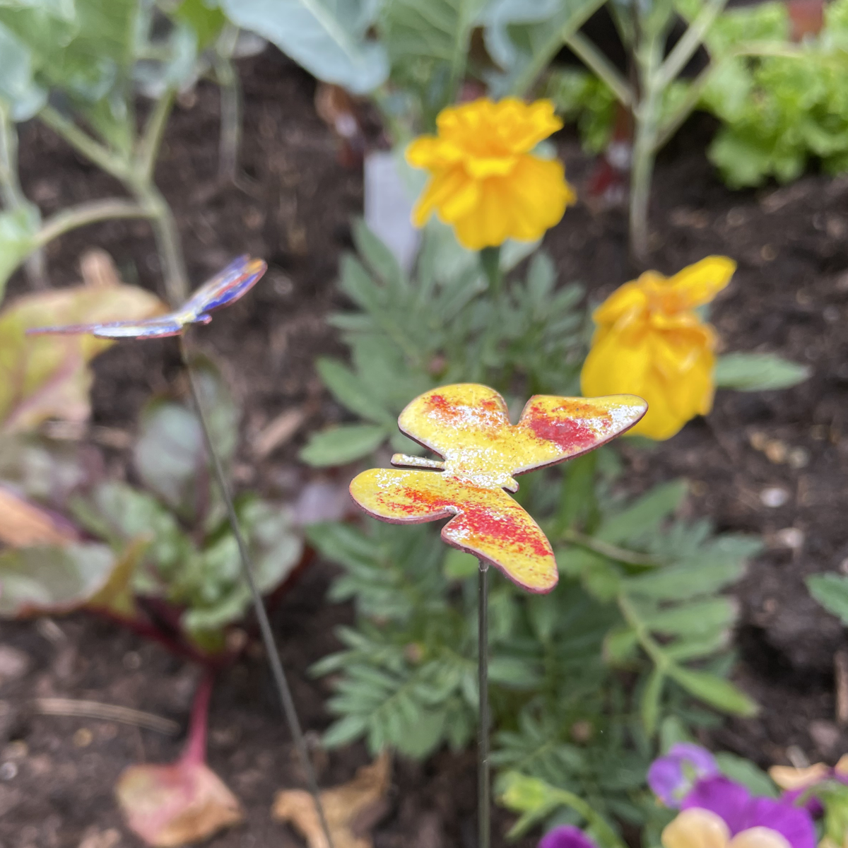 Small Copper Enamel Butterflies