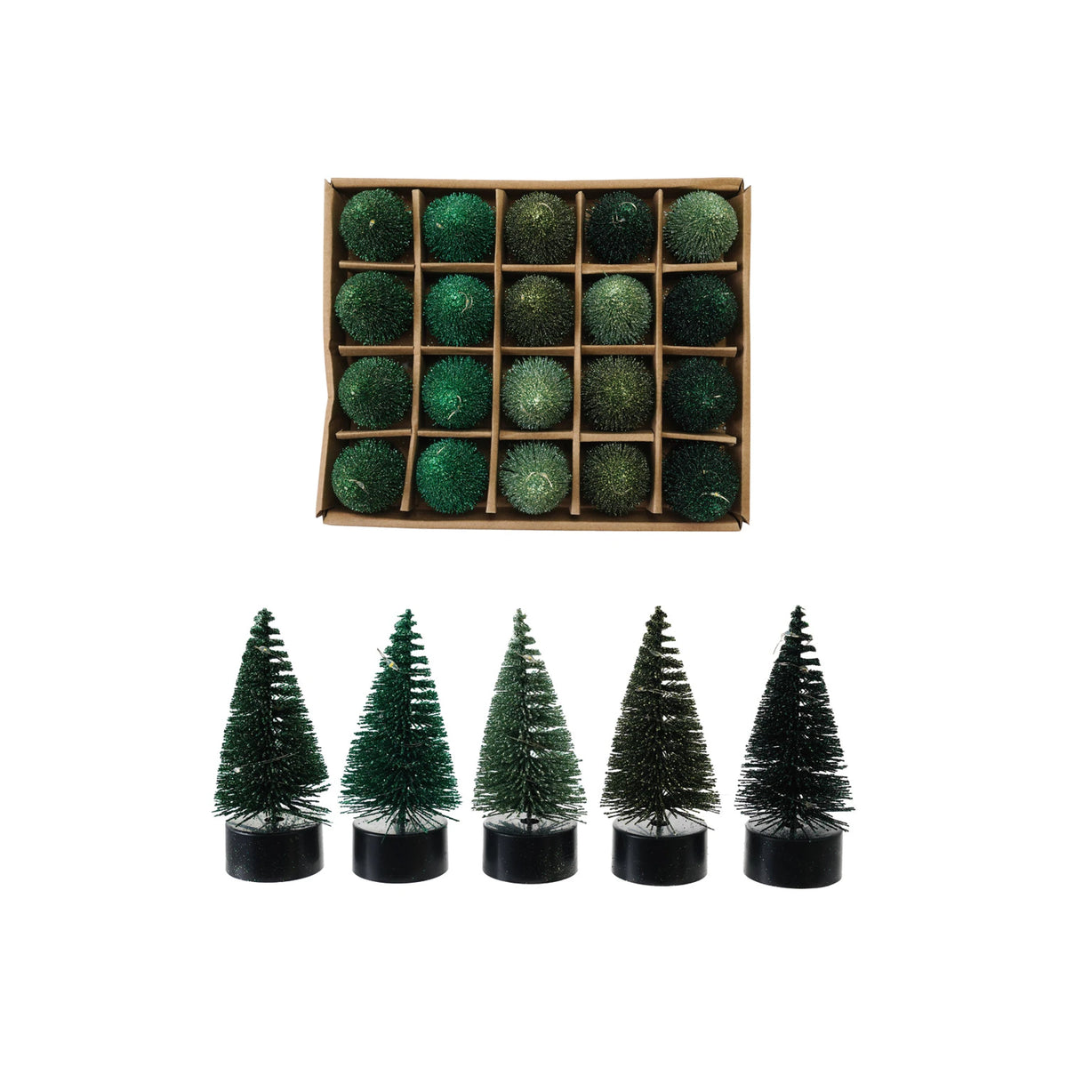 Plastic Bottle Brush Tree with LED Lights