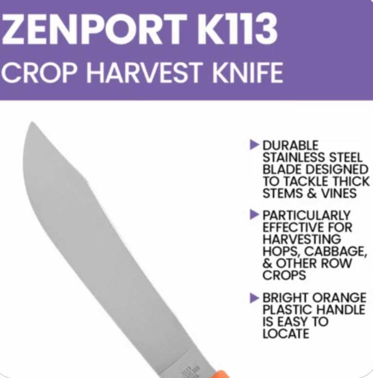 Zenport Crop Harvest Knife 6-Inch Blade