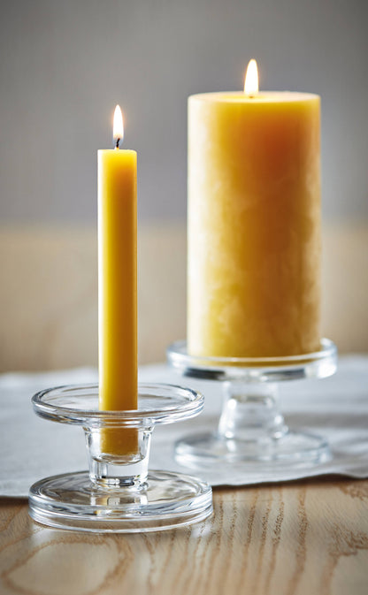 Bobbin Reversible Glass Candleholder Clear Glass