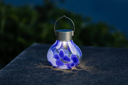 'Periwinkle' Tea Lantern - Glass Outdoor Solar Lantern