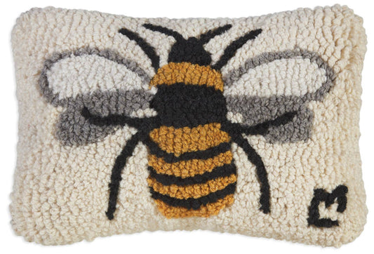 Lone Bee Hand Hooked Decorative Pillow