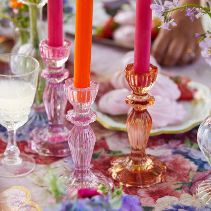 Pink Glass Candle Holder