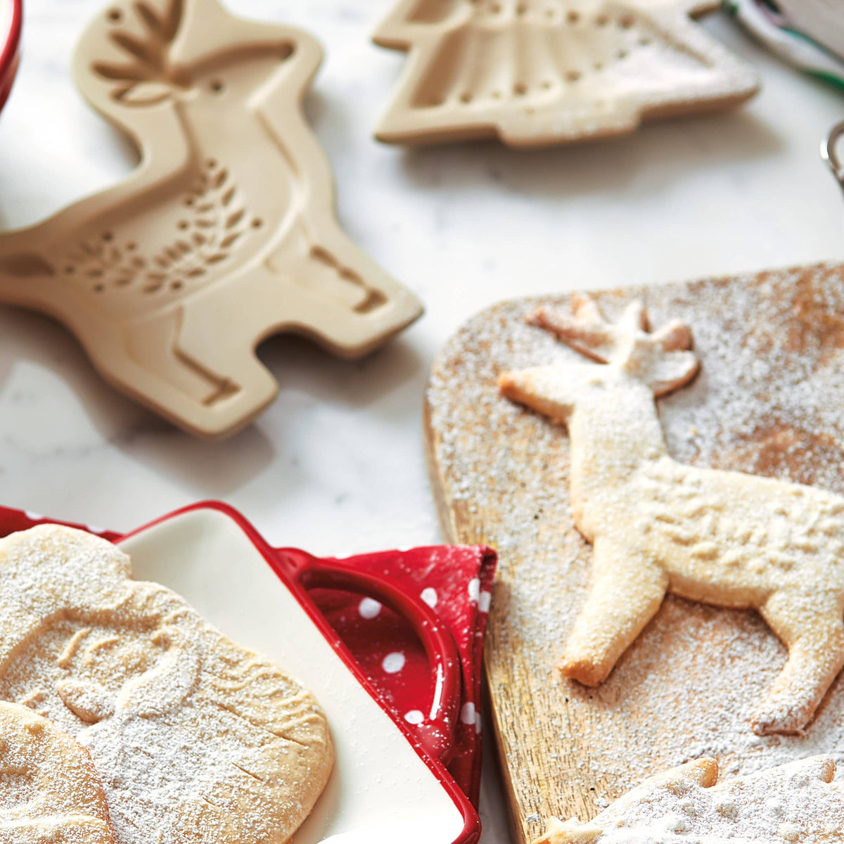 Reindeer Cookie Mold Natural Stoneware