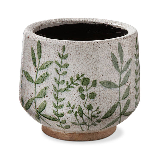 Foliage Footed Planter Large Green Multi Terracotta Summer