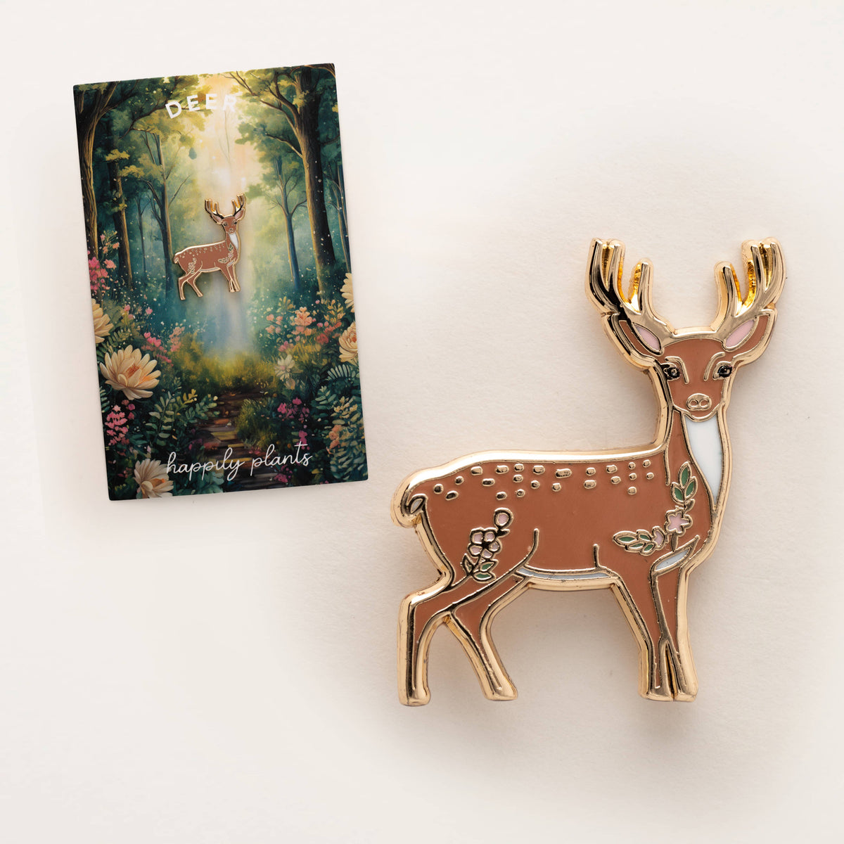 Deer Pin with Gold Antlers