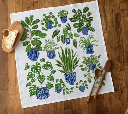 Houseplant Tea Towel - Botanical Kitchen Decor