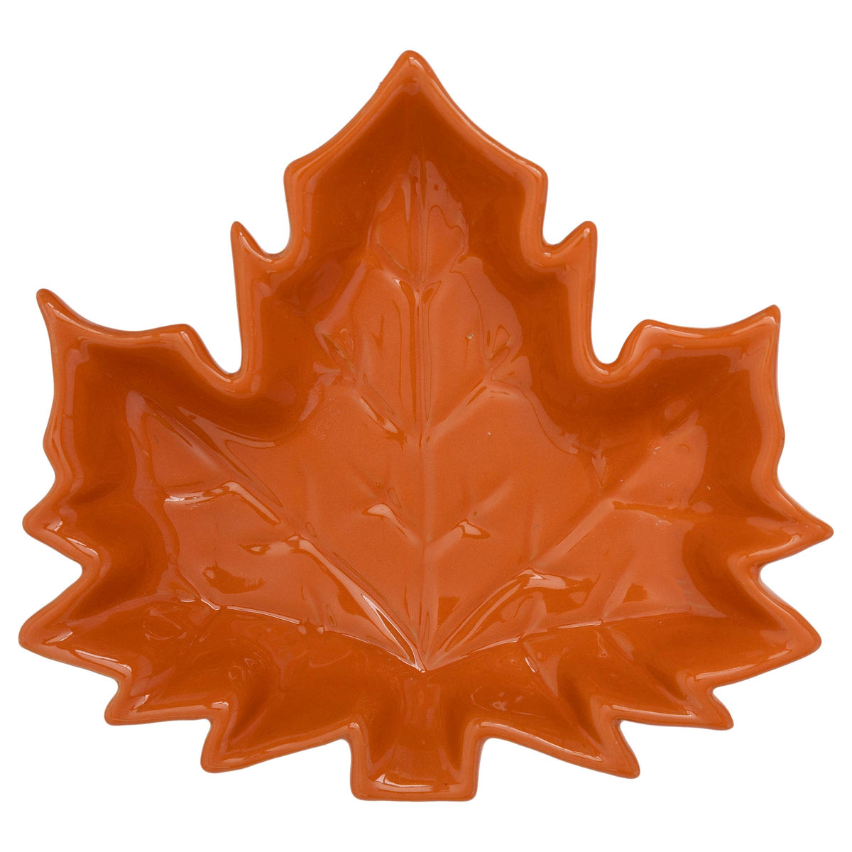 7.5" Orange Porcelain Leaf Dish