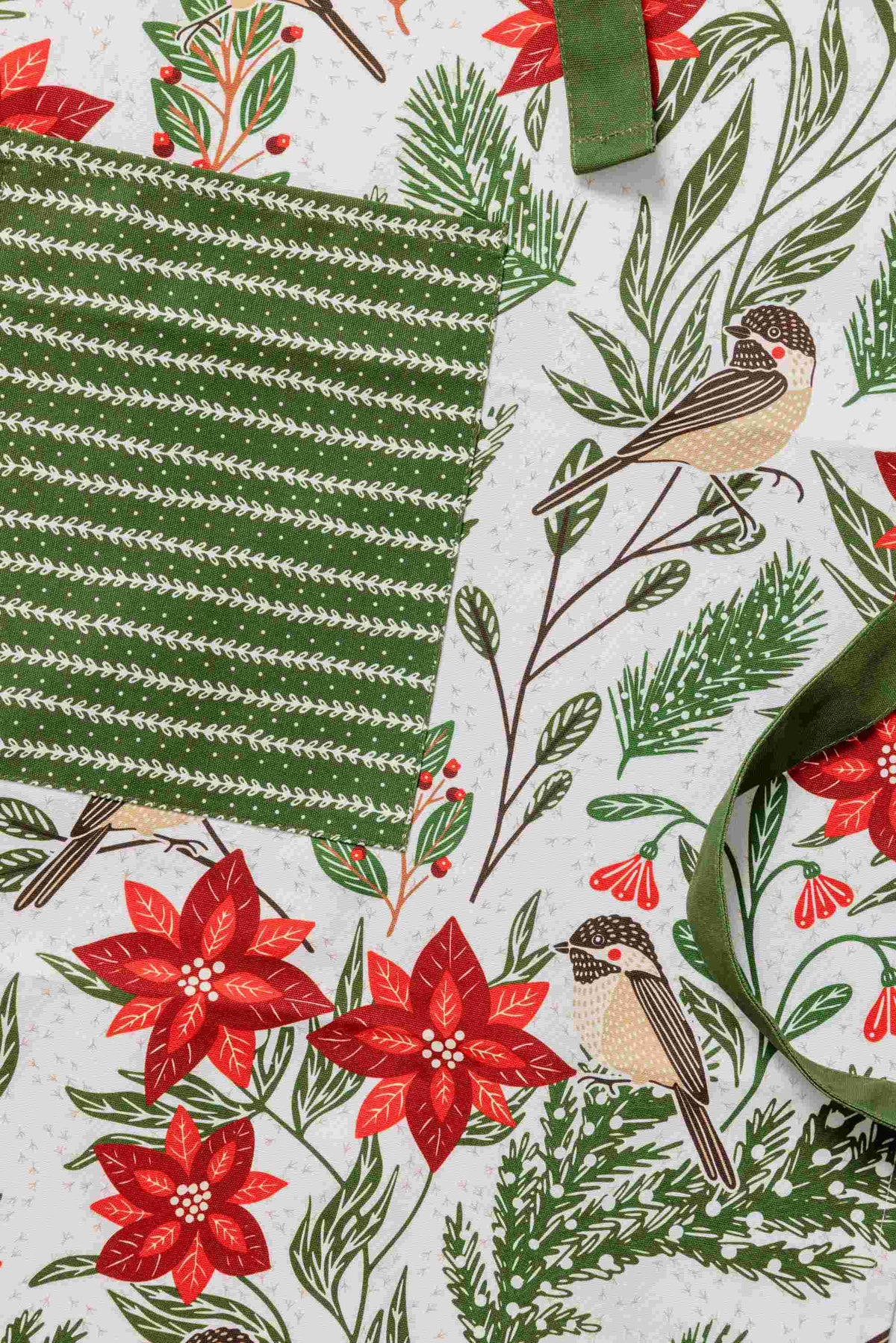 Poinsettias & Pines Apron - Holiday Cooking Apron