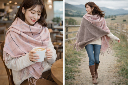 Pink Country Plaid Shawl