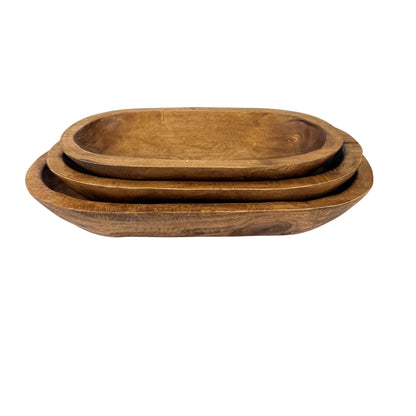 Organic Mango Wood Oval Bowl