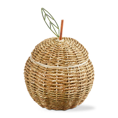 Apple Lidded Basket Natural Seagrass