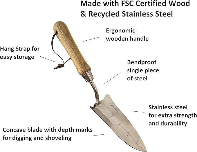 Garden Planting Set - Includes Classic Trowel, Transplanter, Bulb Planter