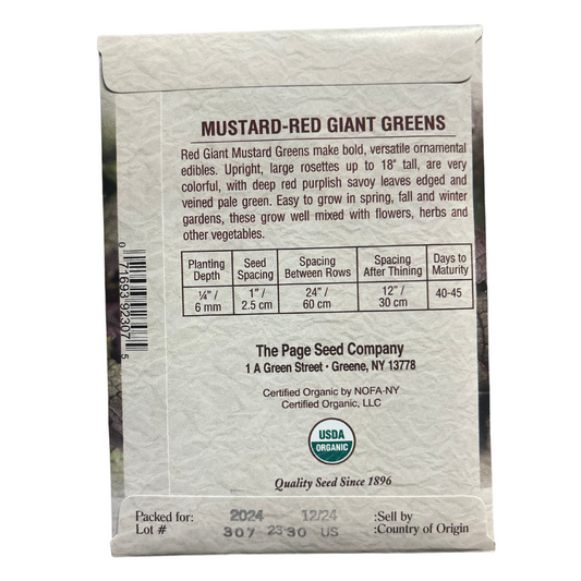 Organic Mustard Greens - Red Giant Seeds