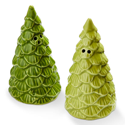 Christmas Evergreen Tree Salt & Pepper Shakers 2 Earthenware