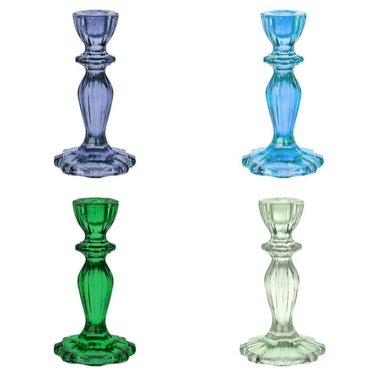 Glass Candle Holder - Cool Colors