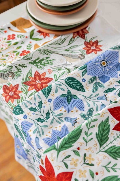 Christmas Poinsettia Tea Towel - Holiday Kitchen Towel Decor