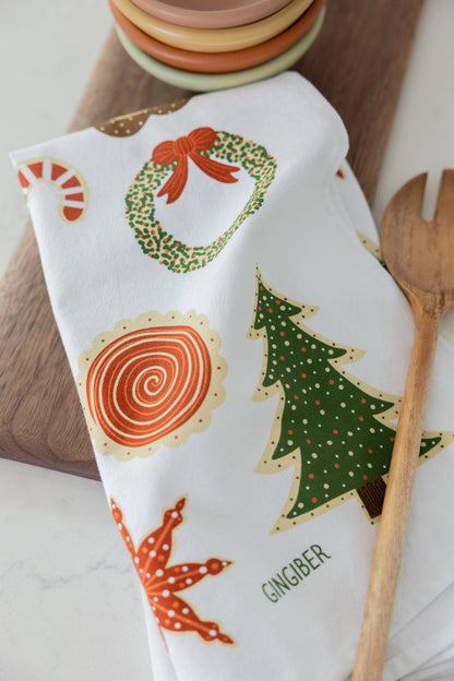 Christmas Cookies Tea Towel - Holiday Baking Kitchen Towel