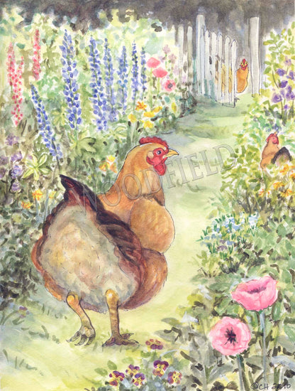 #295 - Garden Hen Notecard