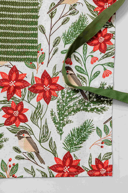 Poinsettias & Pines Apron - Holiday Cooking Apron