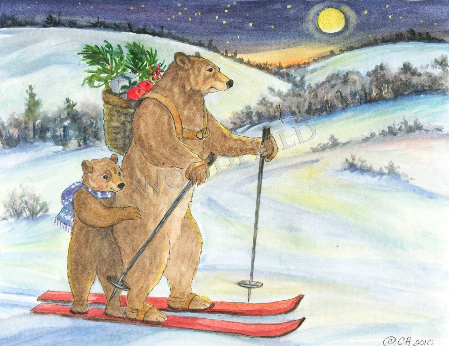 #770 - Bears Skiing Notecard
