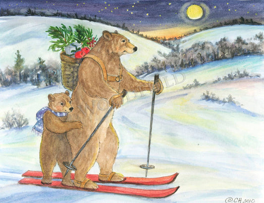 #770 - Bears Skiing Notecard