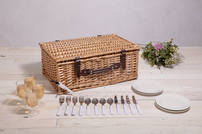 Belmont Picnic Basket, (Navy Blue & White Stripe)