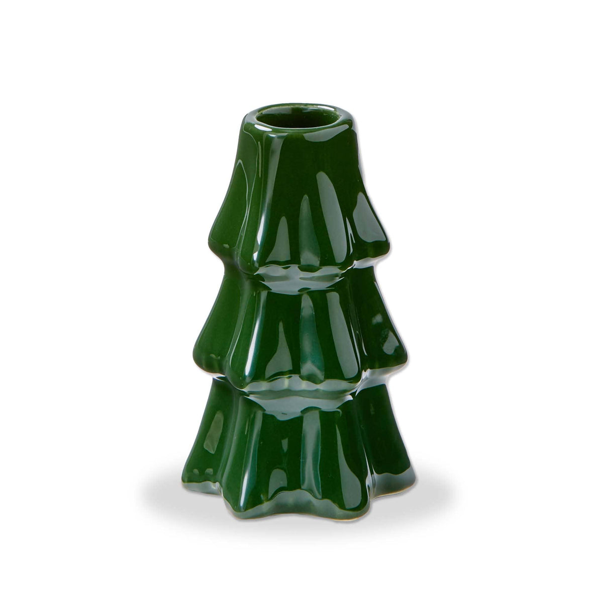 Pine Tree Taper Holder Large Green Earthenware Christmas