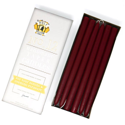 12" Hand Dipped Unscented Taper Candles - 39 Colors USA Made