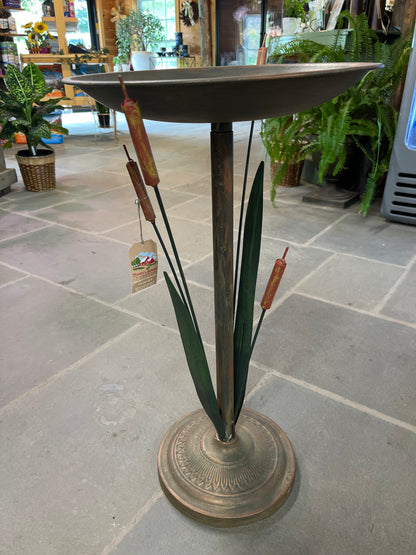 Bird Bath w/ Cat Tails