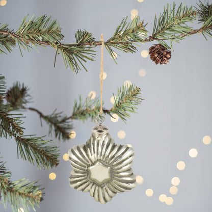 Silver Star Glass Ornament
