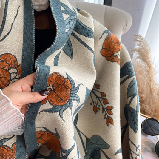 Turq / Brown Wild Rose Wrap