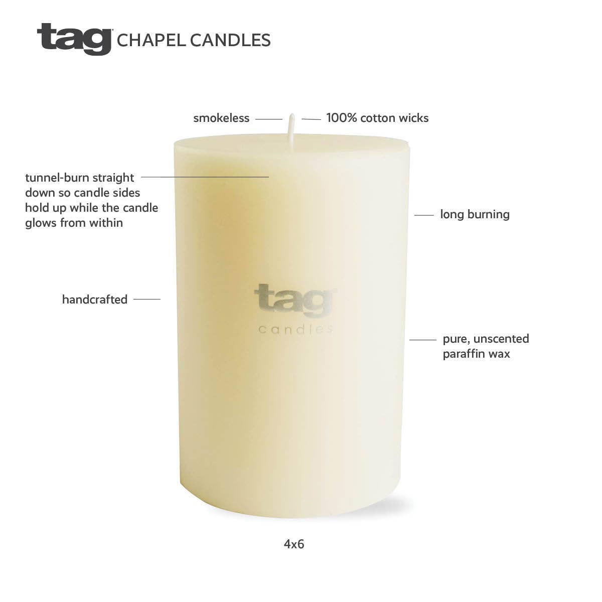 Chapel Wedding Pillar Candle 4x6 - White