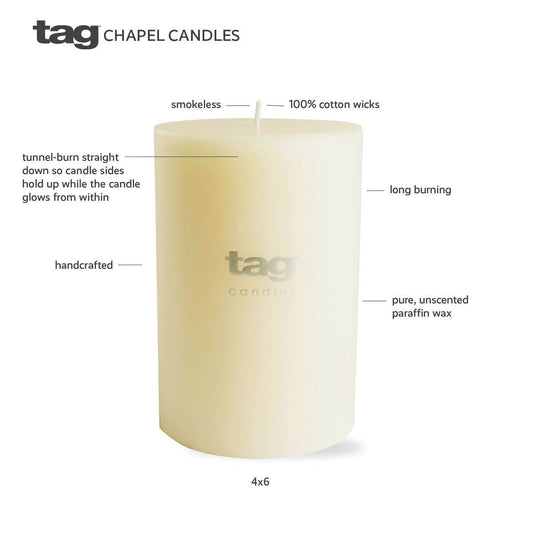 Chapel Wedding Pillar Candle 4x4 - White