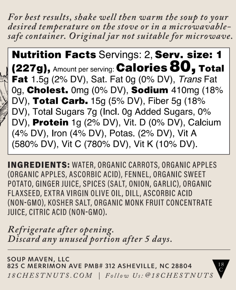 Carrot Ginger Dill Soup -16 Oz