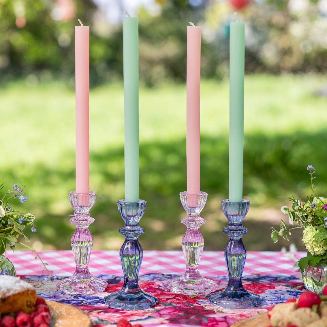 Pink Glass Candle Holder