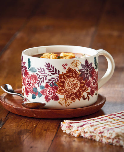 Autumn Bloom Soup Mug Stoneware