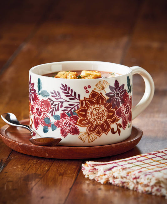 Autumn Bloom Soup Mug Stoneware